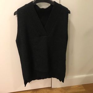 black knit sleeveless top